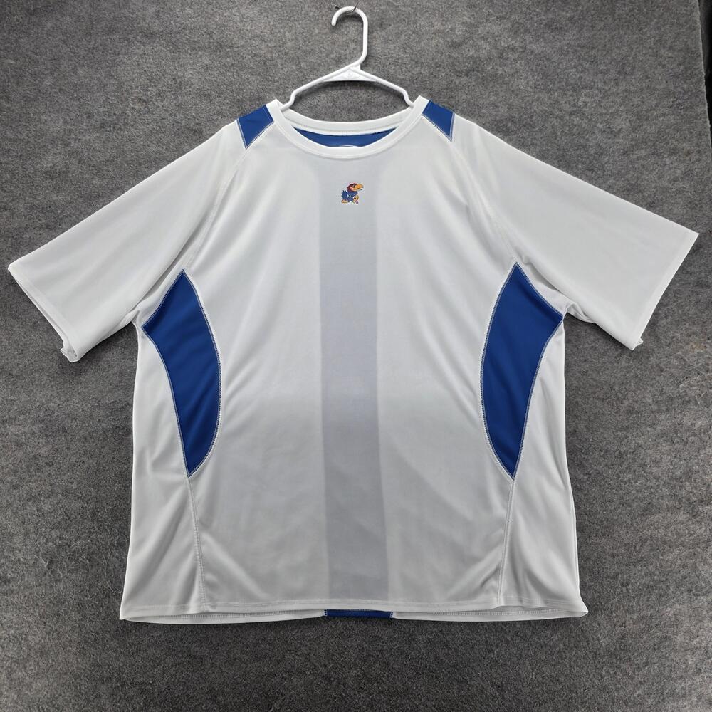 Kansas Jayhawks Shirt Mens 2XL White NCAA Basketball KU Jayhawk Tee Pro Player